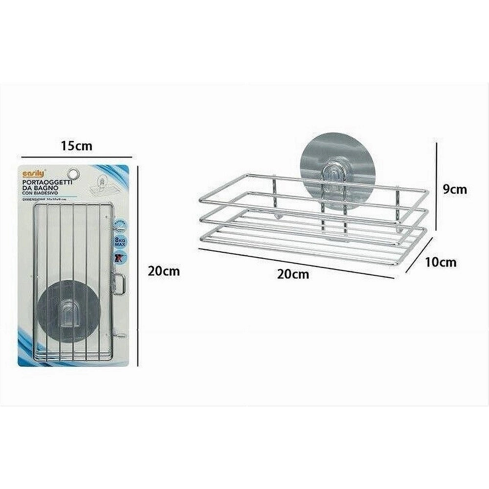 Trade Shop - Mensola Rettangolare Porta Oggetti Da Bagno Montaggio Parete Con Biadesivo 79839 -