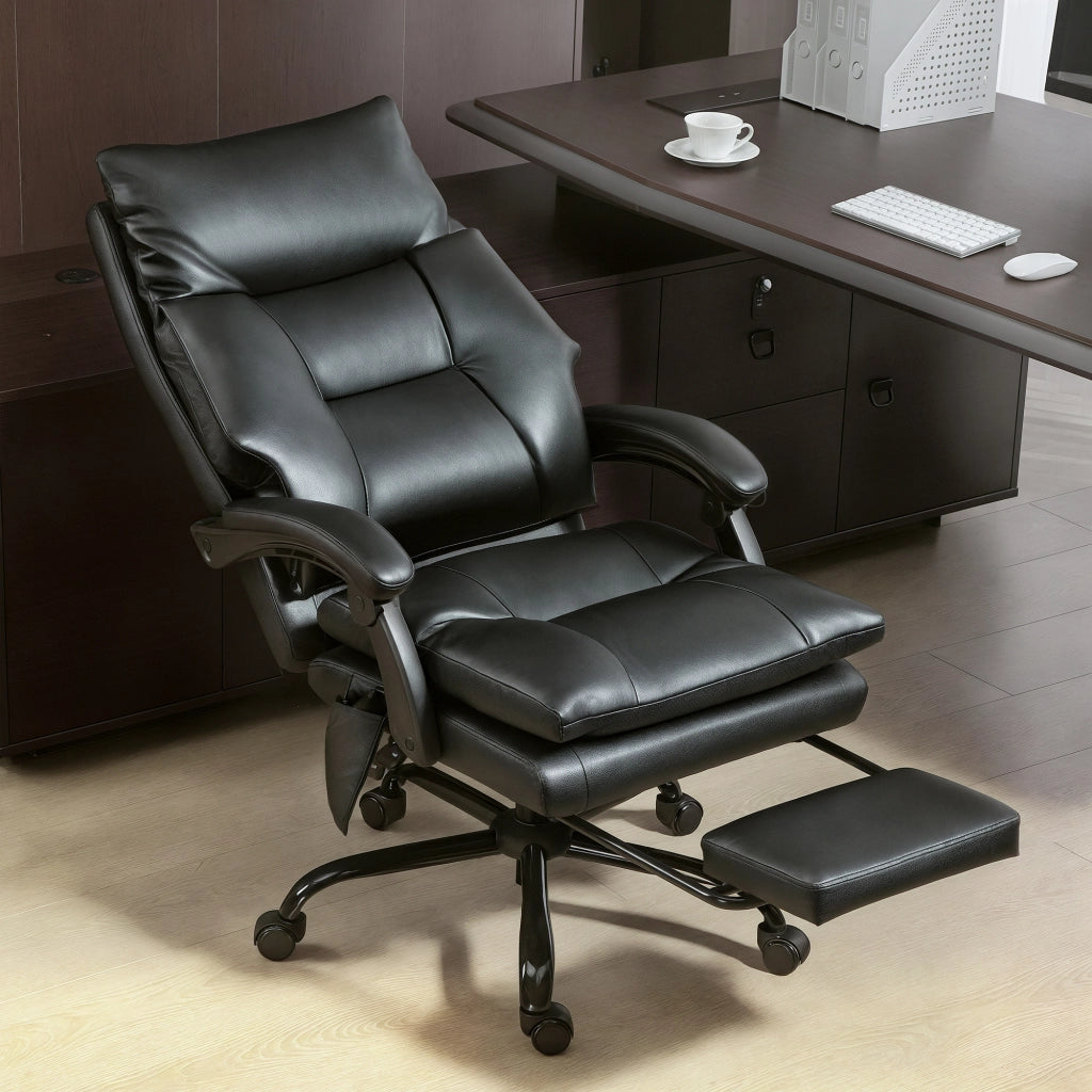 Sedia da ufficio ergonomica ¨C zephmum ¨C nero, imbottita, reclinabile, con supporto lombare