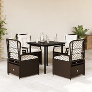 Set da Pranzo da Giardino 5pz con Cuscini in Polyrattan Marrone 3262979