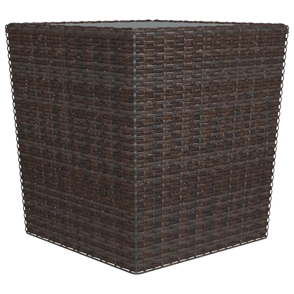 Set Bistrot Giardino 3 pz Polyrattan e Vetro Temperato Marrone cod mxl 44542