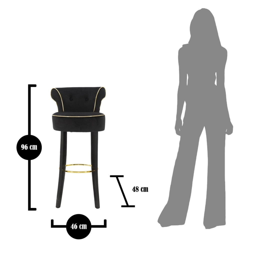 Sgabello Alto VKH442, Nero, Metallo, 46x48x96 cm