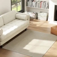 Tappeto Soggiorno 120x160 cm Lavabile in Lavatrice Pelo Lungo Stile Moderno Tappeto per Salotto Camera da Letto Crema