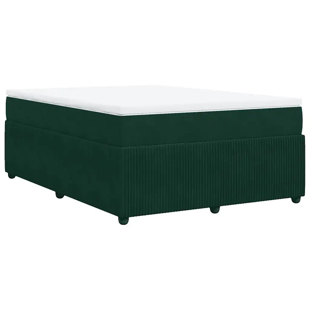 vidaXL Giroletto a Molle con Materasso Verde Scuro 160x200 cm Velluto
