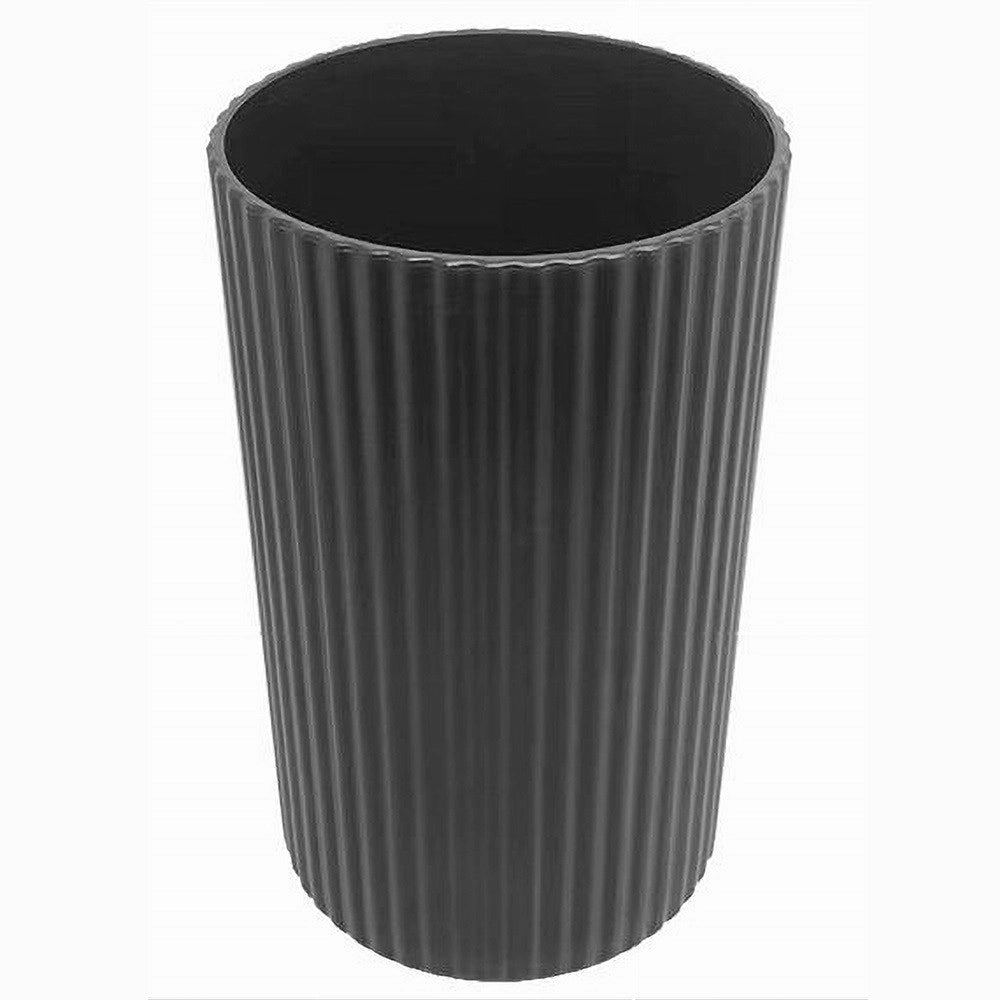 Trade Shop - Bicchiere Porta Spazzolini Grigio Scuro Rigato Accessori Per Arredo Bagno 79171 -