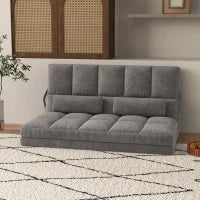 Divano da Terra 2 in 1 con Schienale Reclinabile su 7 Livelli e Cuscini, 130x73x60 cm, Grigio Carbone