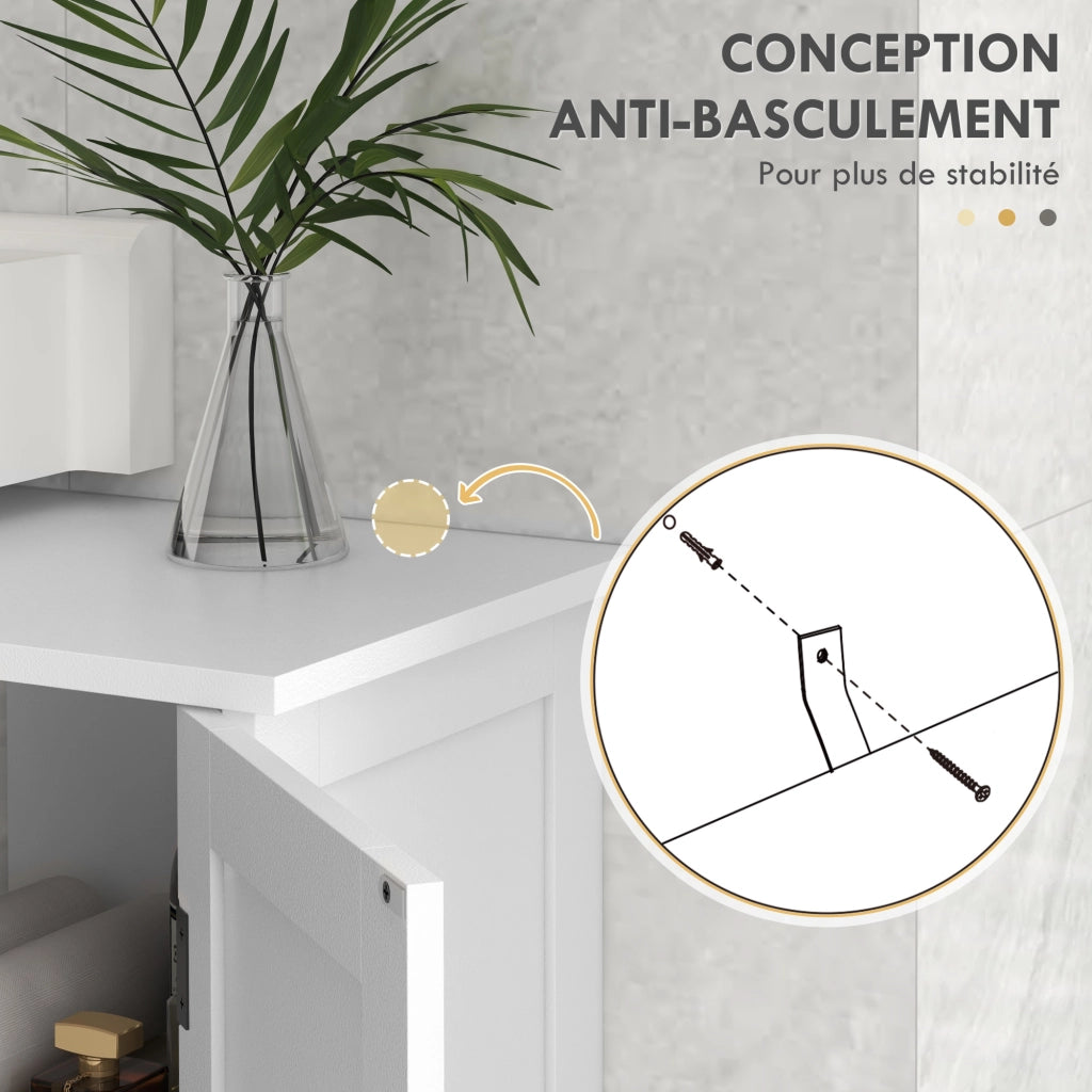 Mobile Sottolavabo Bagno 2 Ante Ripiani Regolabili ¨C Zephmum ¨C Bianco 90x30x60 cm