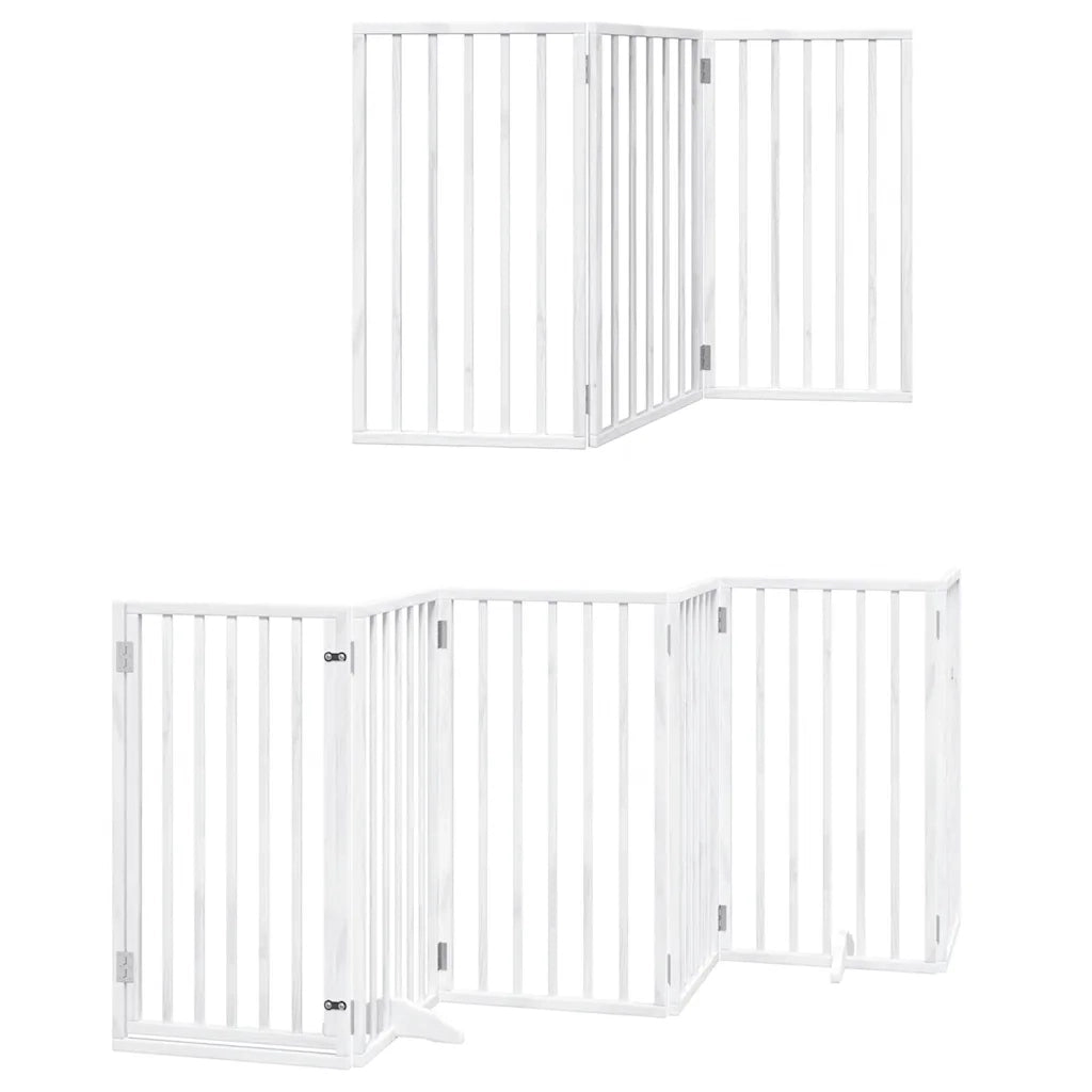 vidaXL Cancello Cani Porta Pieghevole Bianco 15 Pannelli 750 cm Pioppo