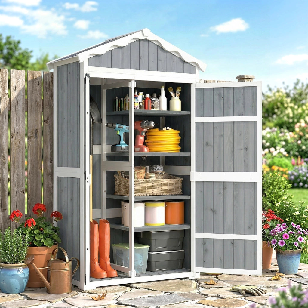 Armadio da Giardino in Legno ¨C zephmum ¨C Grigio 105x55x179 cm