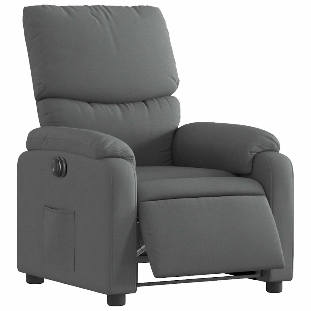 Poltrona Elettrica Reclinabile-Divano Sedia Grigio Scuro in Tessuto 614565