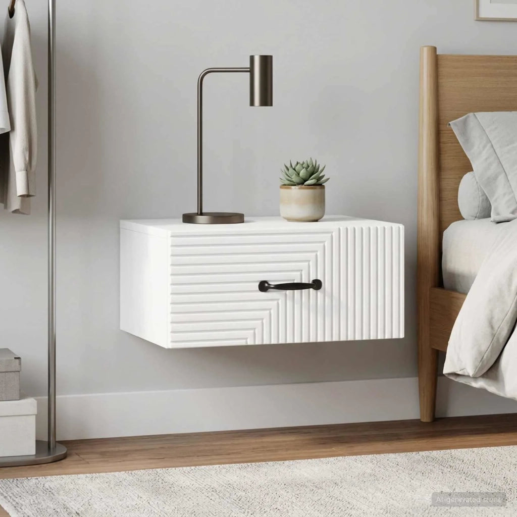 Mobiletto da notte a muro 2 pcs Bianco Lucido 49 x 34,5 x 20 cm 898624