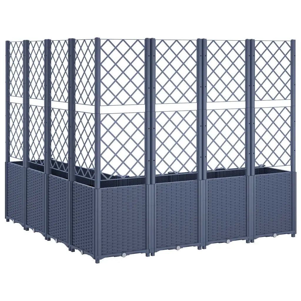 Fioriera Giardino con Traliccio Grigio Blu 160x160x140 cm PP