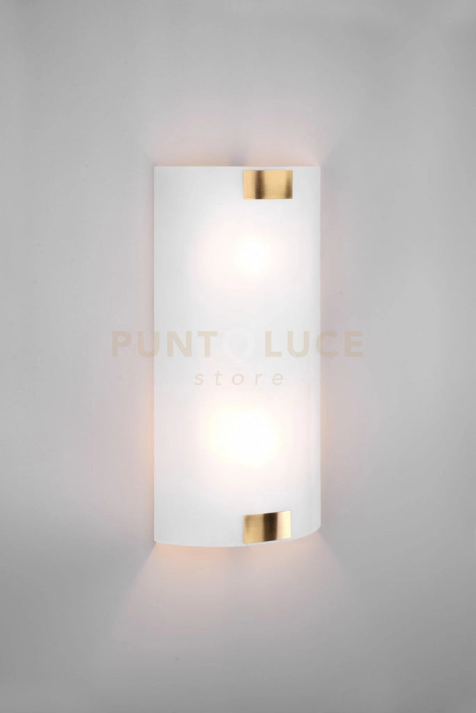 PURA APPLIQUE VETRO RETTANGOLARE GANCI METALLO OTTONE INVECCHIATO L.20 X H.40CM  2 LUCI ATTACCO E27