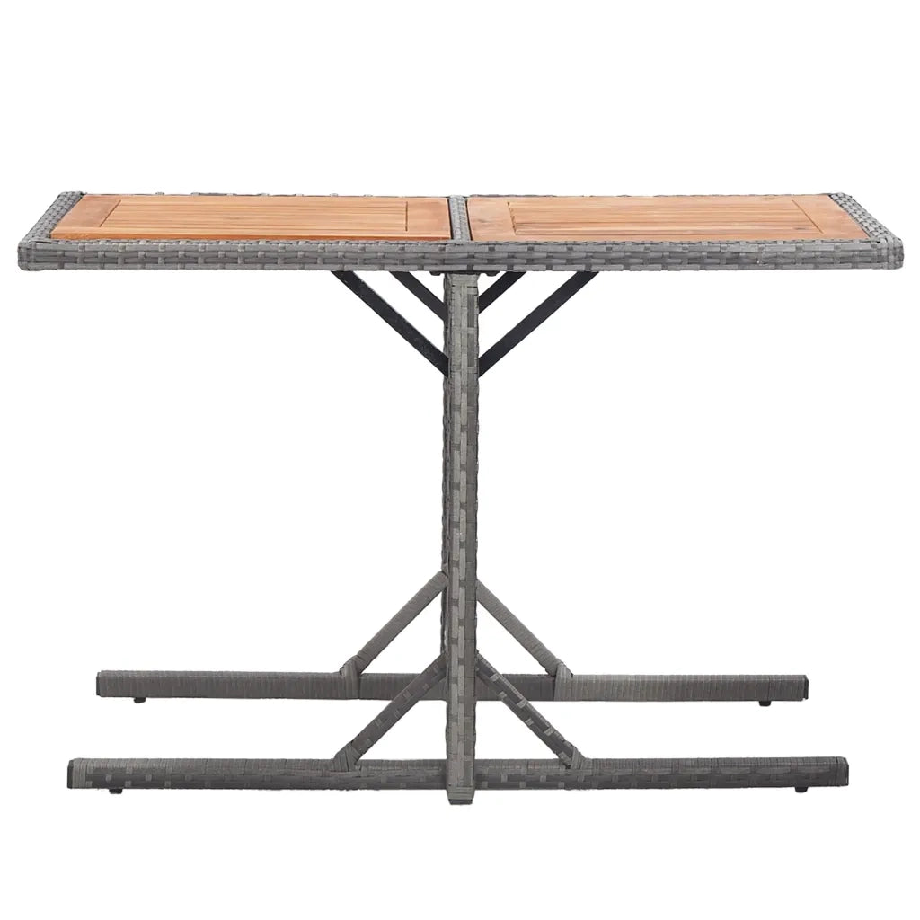 Tavolo da Giardino Antracite in Polyrattan e Massello di Acacia cod mxl 34175