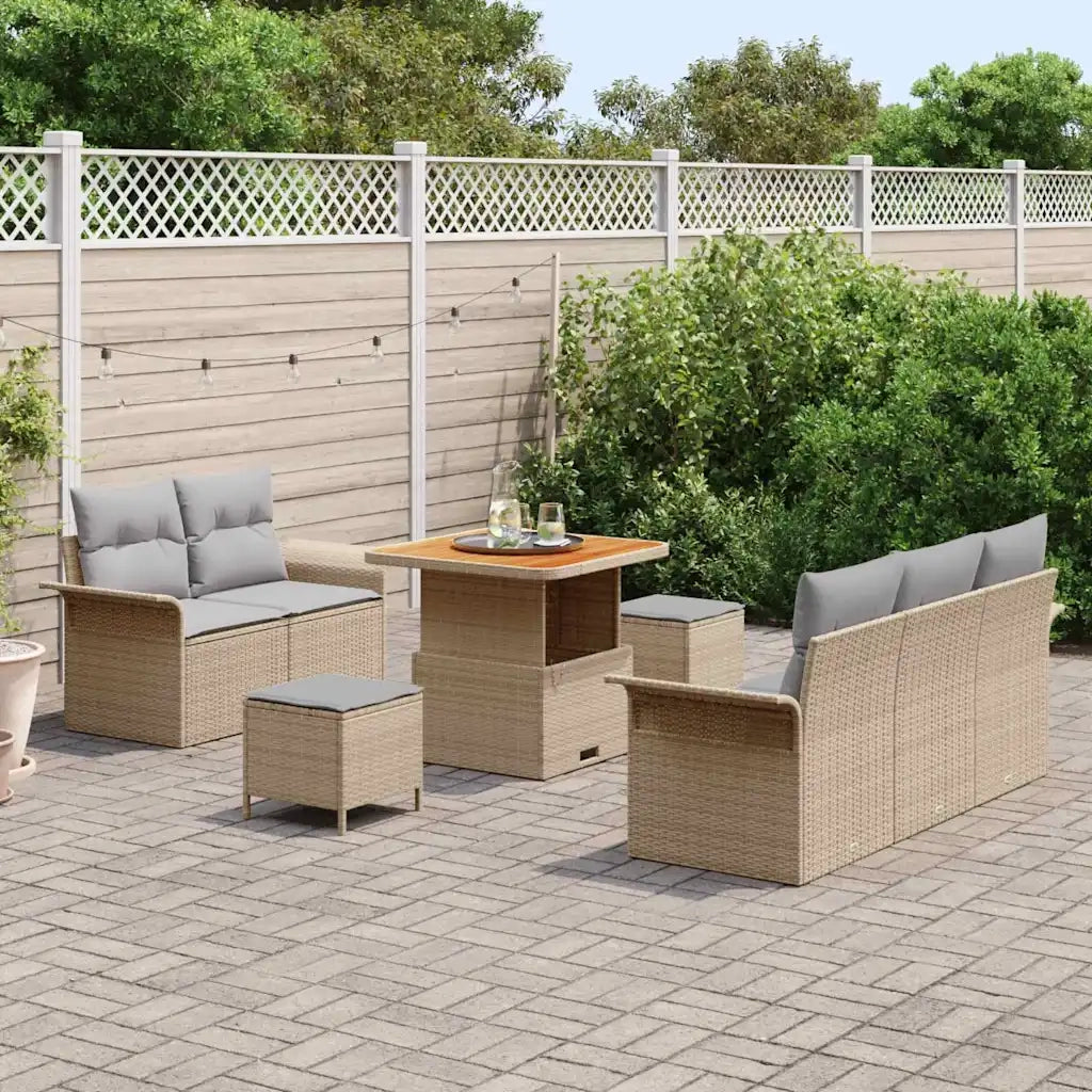 Set Divano da Giardino con cuscino 8 pcs Beige polyrattan 3362077