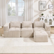 Divano modulare senza struttura in poliestere beige; 271 x 162 x 67 cm