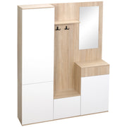 Mobile Ingresso con Specchio e Ganci ¨C zephmum ¨C Bianco Truciolato 145x29x184 cm