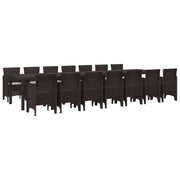 Set da pranzo da giardino con cuscini 15 pcs Marrone PP