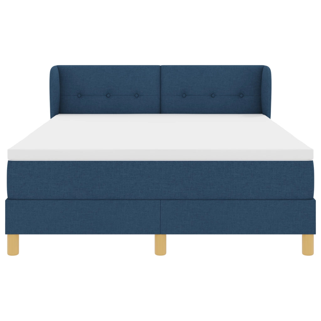 Letto Box Spring con Materasso Blu 140x200 cm in Tessuto