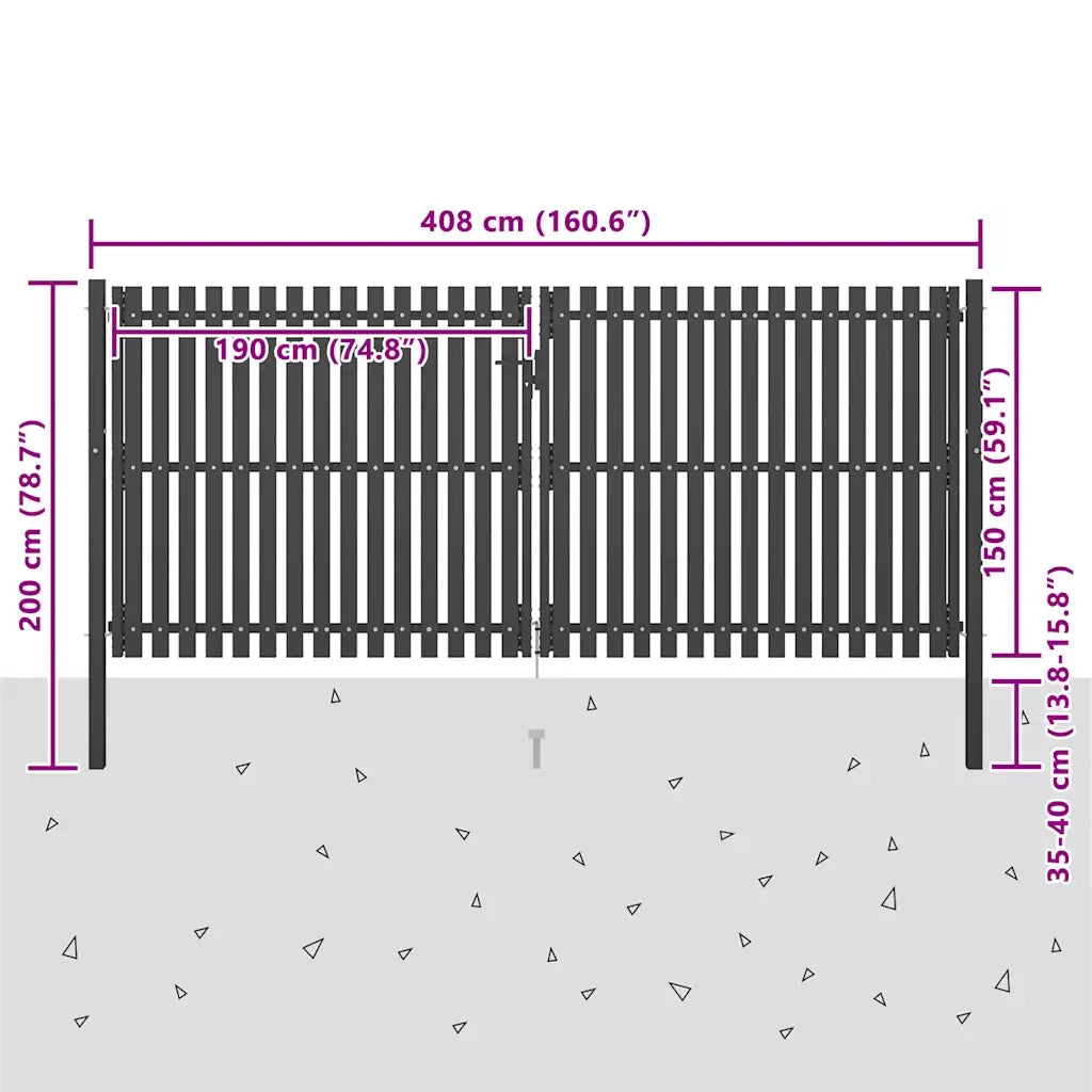 Cancello per Recinzione in Acciaio 4x2 m Antracite cod mxl 41439