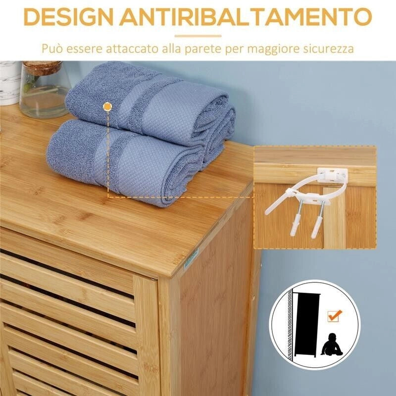 MOBILE BAGNO MODERNO A 2 ANTE CON 2 RIPIANI  68X32X86 CM COLOR LEGNO