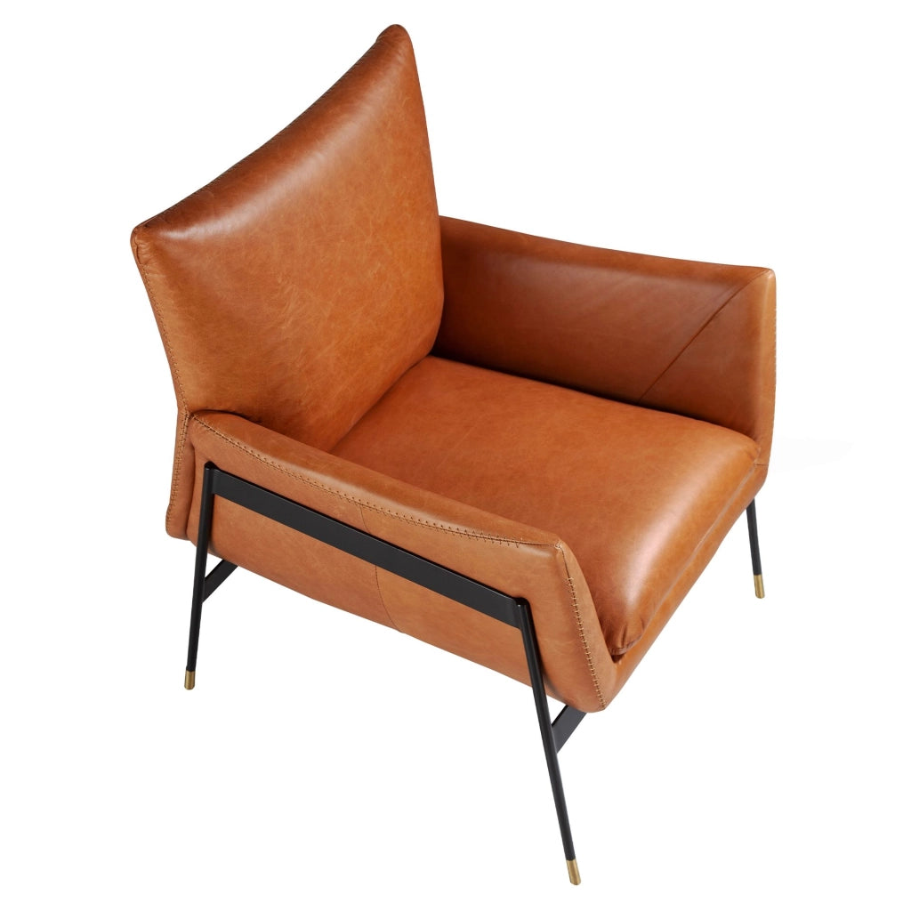 Poltrona girevole in pelle marrone