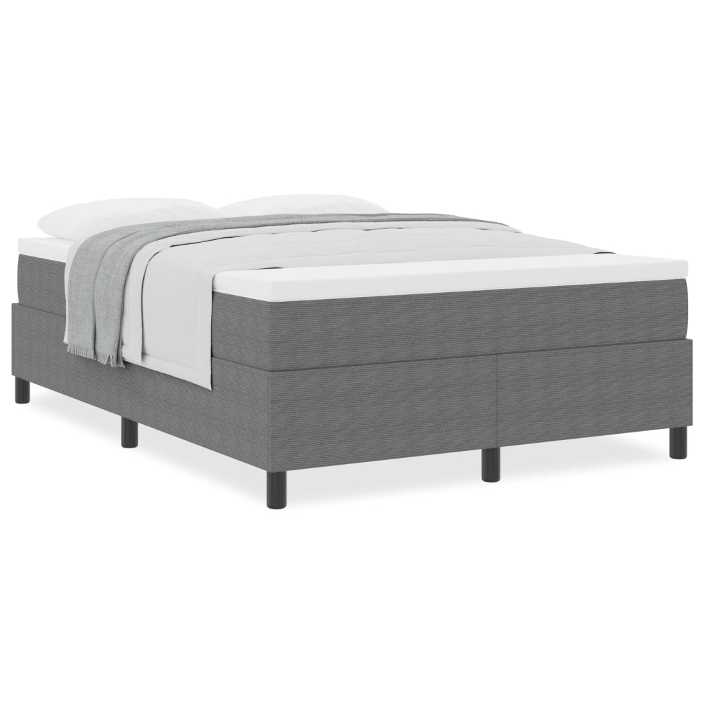 Letto a Molla con Materasso Grigio Chiaro 160x200 cm Tessuto a Coste