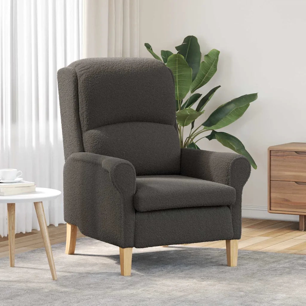 Poltrona | Sedia Relax Grigio scuro Tessuto Sherpa morbido