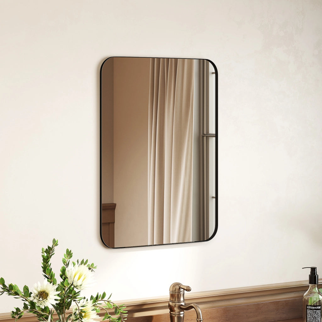 Specchio da Bagno con Cornice in Metallo ¨C Minimal ¨C Nero 50x70 cm