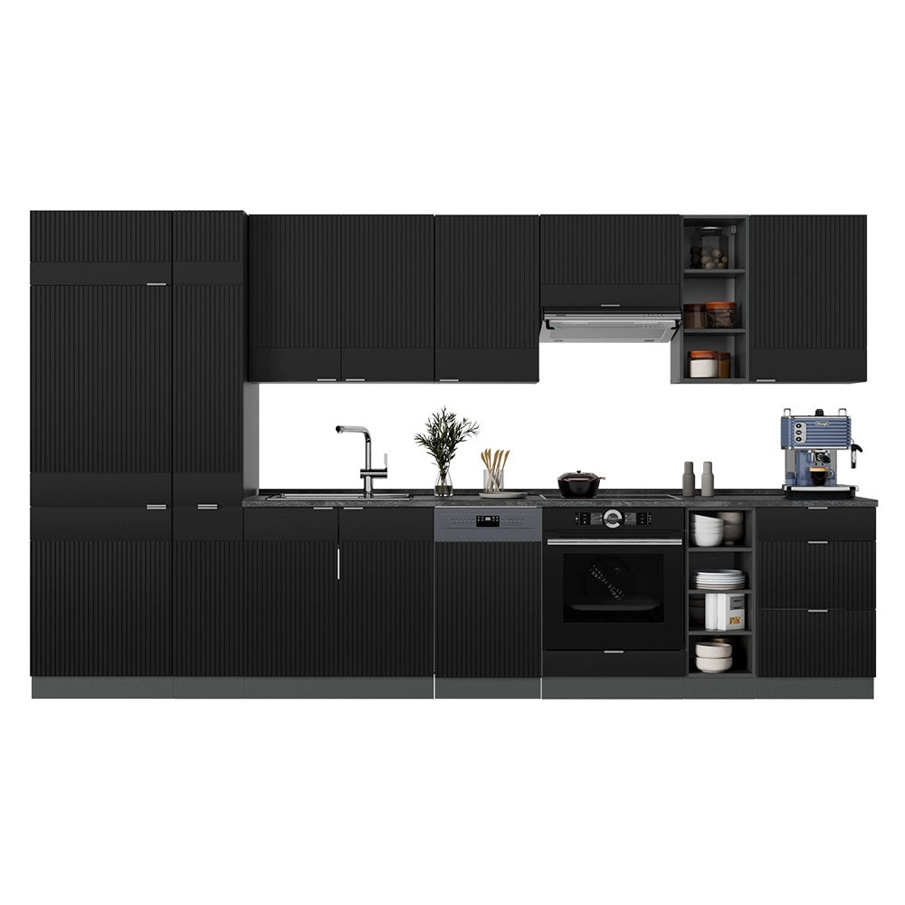 Cucina componibile Fame-Line Nero rigato/Antracite 355 cm, PL Antracite Vicco