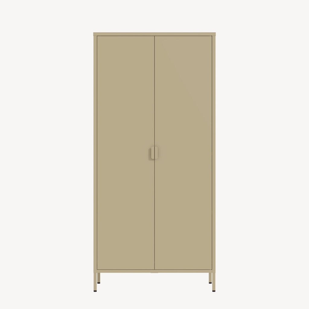 Armadio Guradaroba Esteli in Acciaio a 2 Ante con 2 Barre Appendiabiti e 4 Ripiani 170 x 80 x 45 cm - Color Cammello [en.casa]