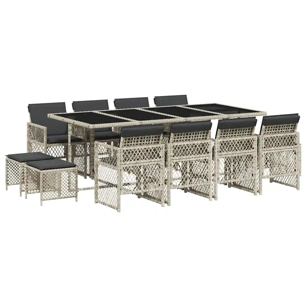 vidaXL Set da Pranzo da Giardino 13pz con Cuscini Grigio in Polyrattan