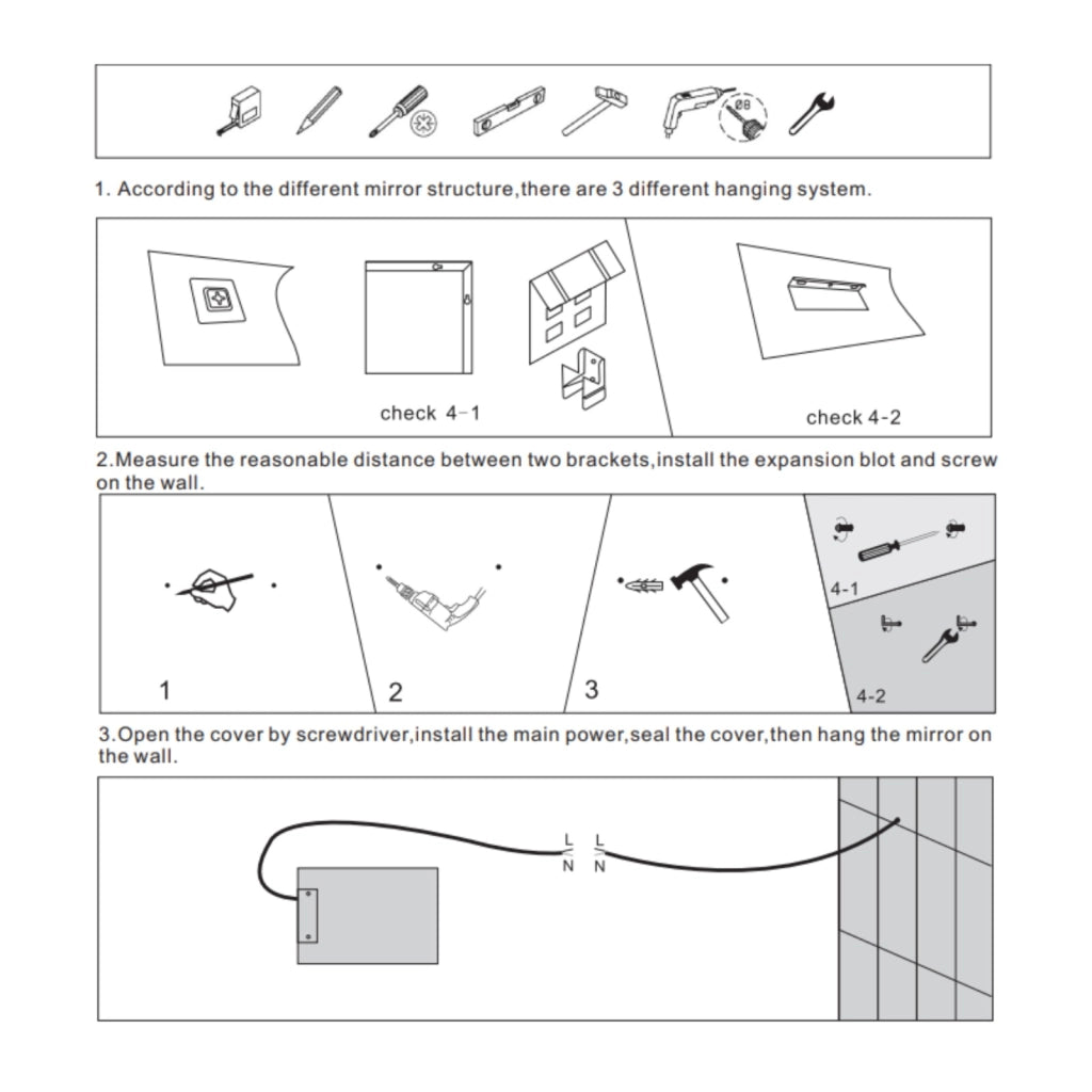 Specchio 5 mm rettangolare squadrato cornice led interruttore touch *** misure 70x90 cm, tonalità standard 6000-6500...