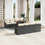 Set Divano da Giardino con archiviazione 9 pcs Nero Poly Rattan