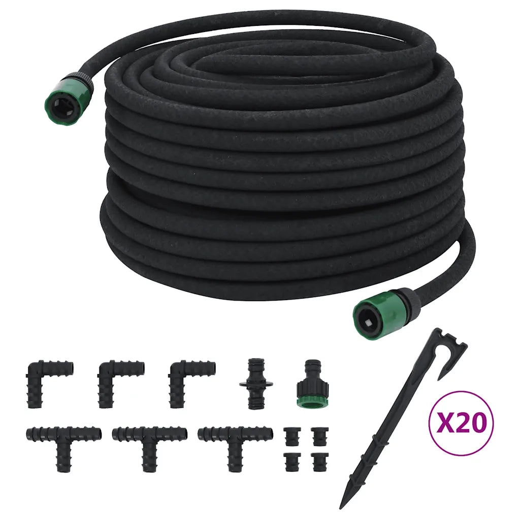Tubo di Irrigazione da Giardino Nero 0,6" 50 m in Gomma 155872