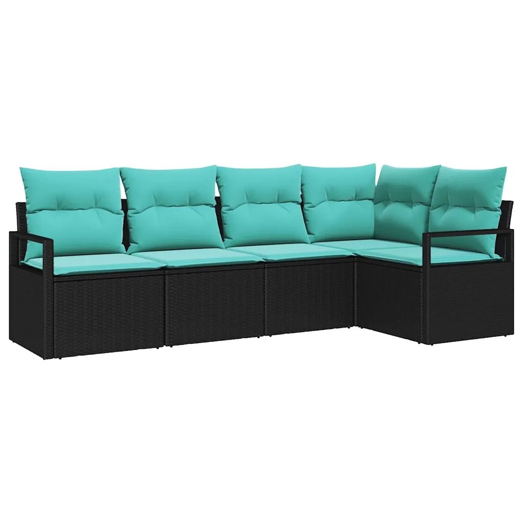 Set di divani 5 pcs Nero polyrattan
