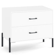 Cassettiera 2 cassetti comodino moderno gambe maniglie metallo-Tavolino da notte anti-ribaltamento Bianco