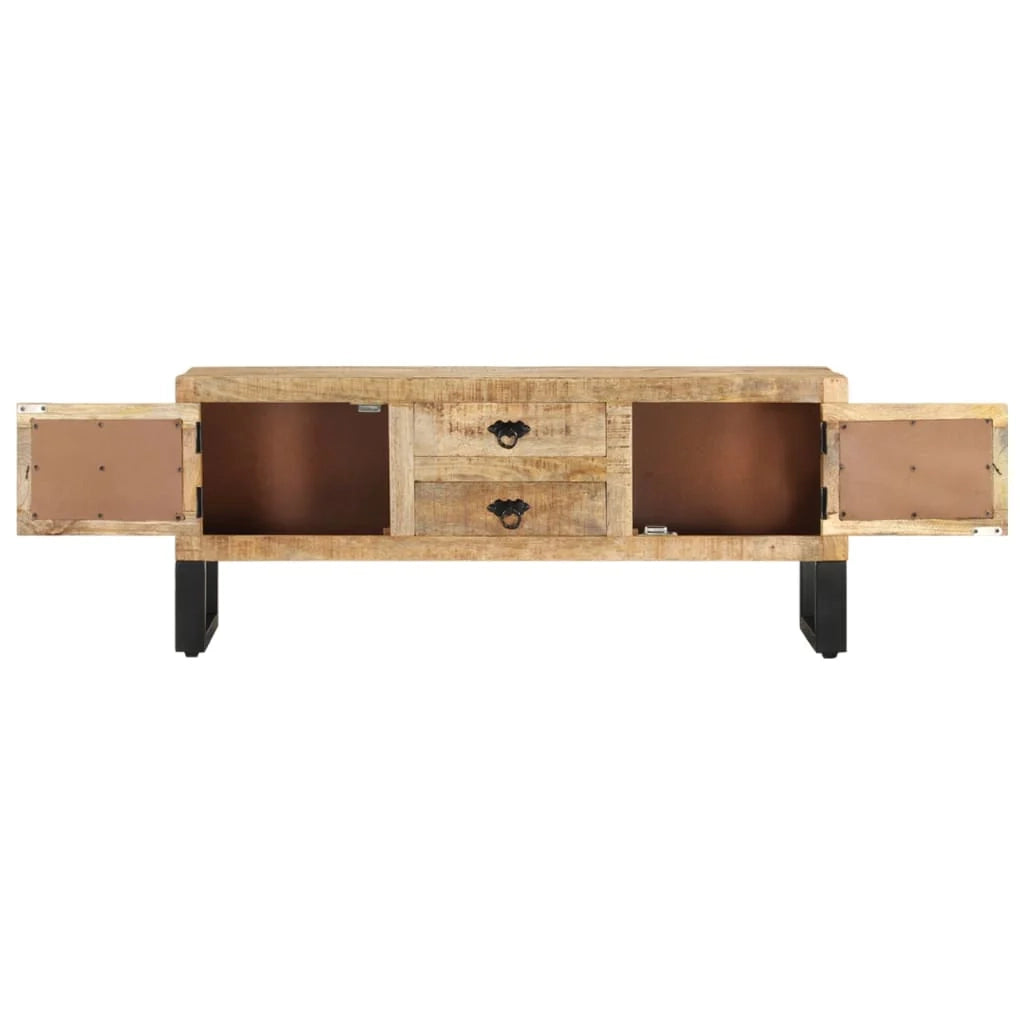 Mobile TV multimediale scaffale TV mobile TV sala da pranzo soggiorno camera da letto 110 x 30 x 45 cm legno di mango marrone grezzo 02_0025743