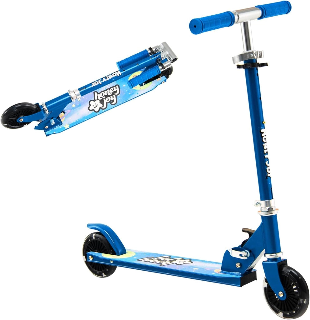 Monopattino per bambini con 2 ruote a LED e freni, skateboard pieghevole con 3 altezze regolabili, in alluminio con carico 50 kg, per bambini
