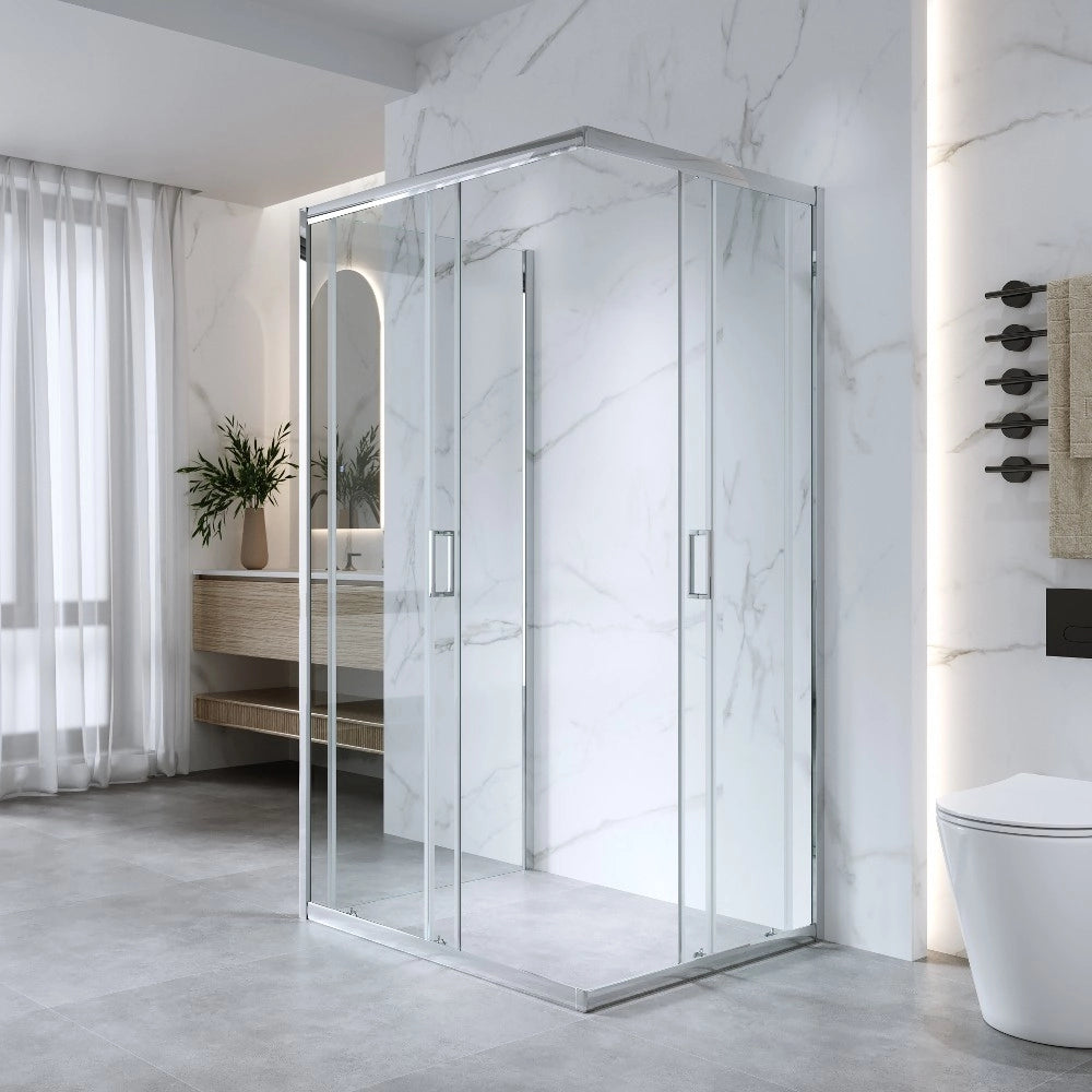 Cabina Doccia 3 Lati 80x120x80 Cm vetro 6 mm Trasparente Scorrevole H 185 cm| Kiro