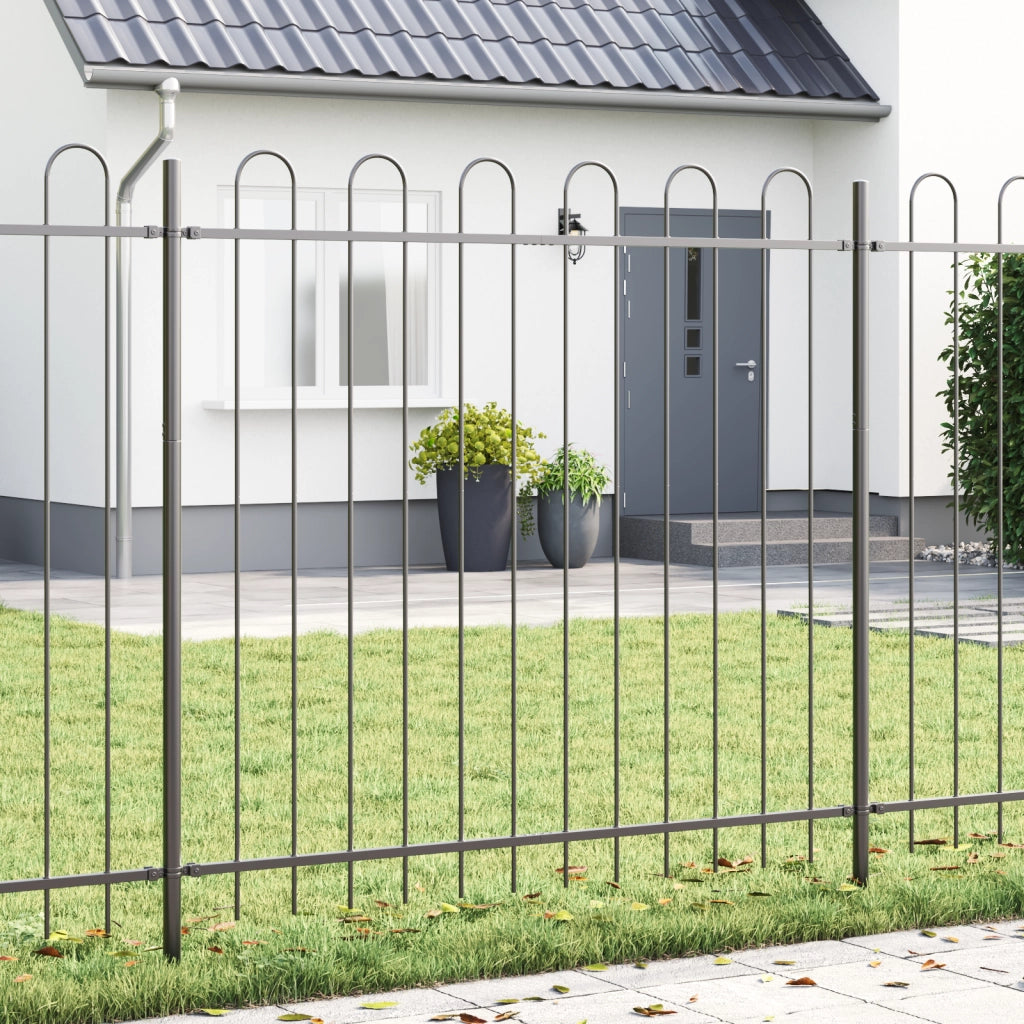 Recinzione da Giardino con Parte Superiore a Cupola Grigia 5,1x1,5 m in Acciaio