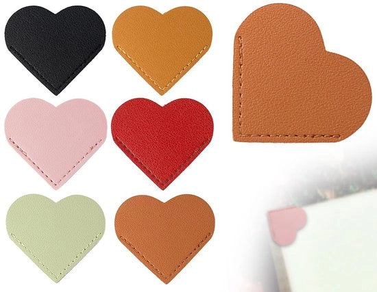 Bladwijzers manuali 6 pezzi - Bladwijzers con angolo - Bladwijzers in pelle cuore - Accessori per libri - Disegni colorati - Leggibili per libri