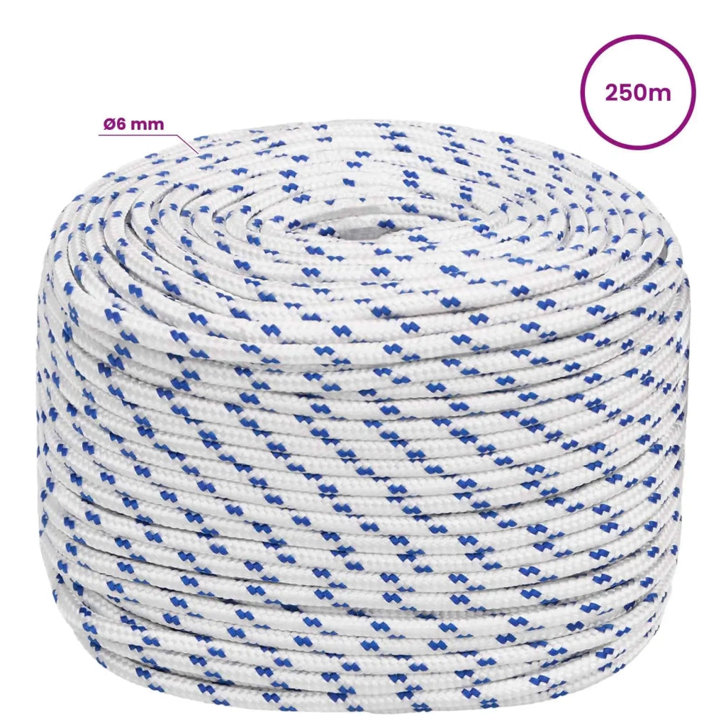 Corda multiuso 6 mm 250 m Bianco e Blu PP 240 kg Carico massimo 3472822