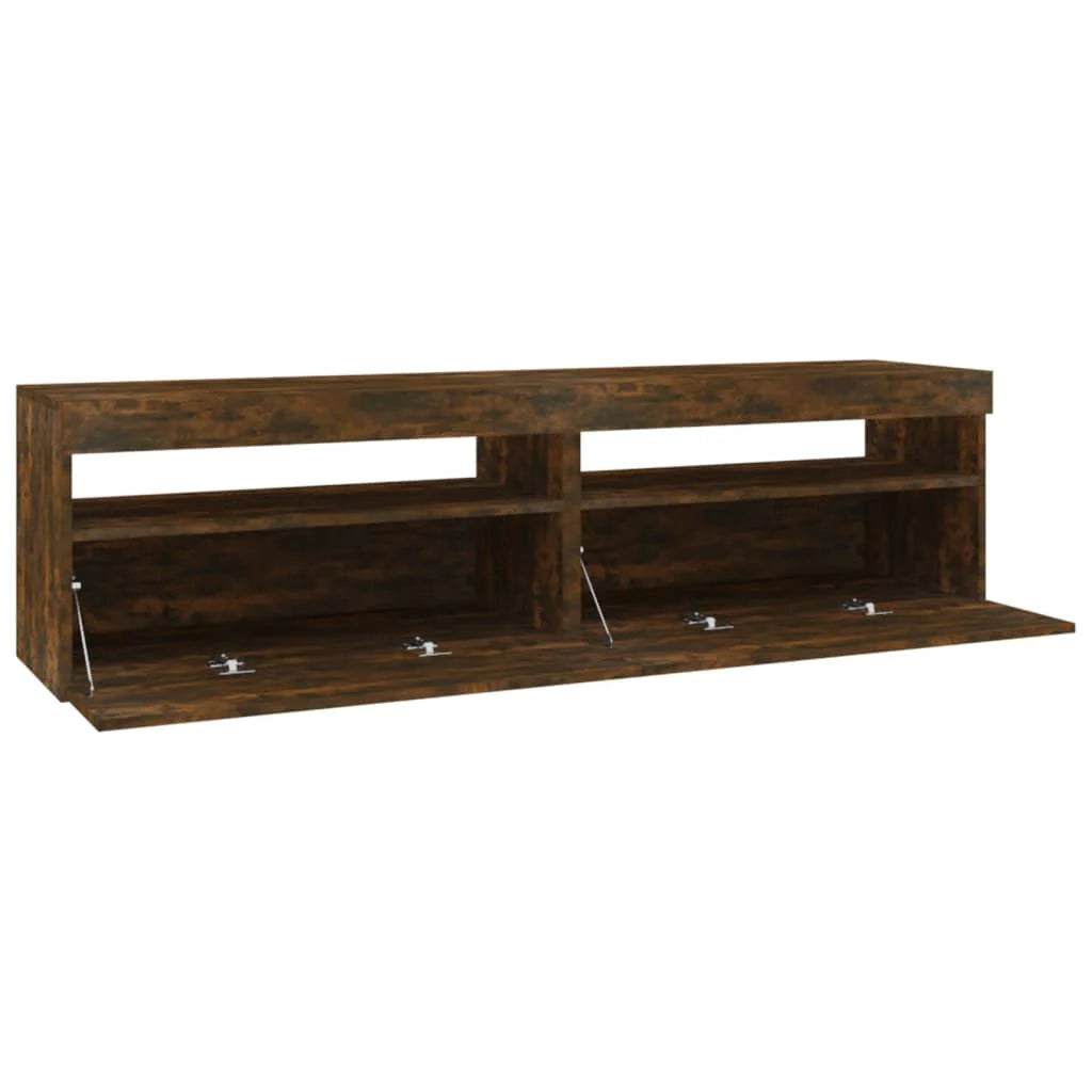 Mobile TV multimediale scaffale TV credenza mobile TV per sala da pranzo soggiorno camera da letto con luci LED 2 pezzi rovere affumicato 75 x 35 x 40 cm marrone 02_0028870