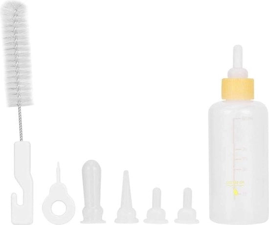 Bottiglia per lattazione per cuccioli e gattini - 60ml - materiale PET - colore giallo.