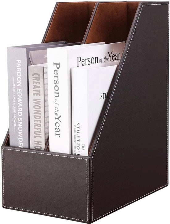 Organizzatore per riviste con design elegante - Struttura in legno - 2 slot - Organizzatore - Carta A4 - Altezza 34,5 cm - Libreria