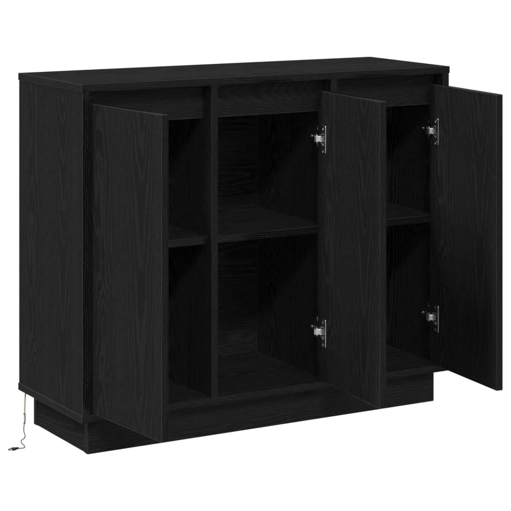 Credenza | Madia LED Rovere Nero 90 x 32 x 75 cm Legno multistrato