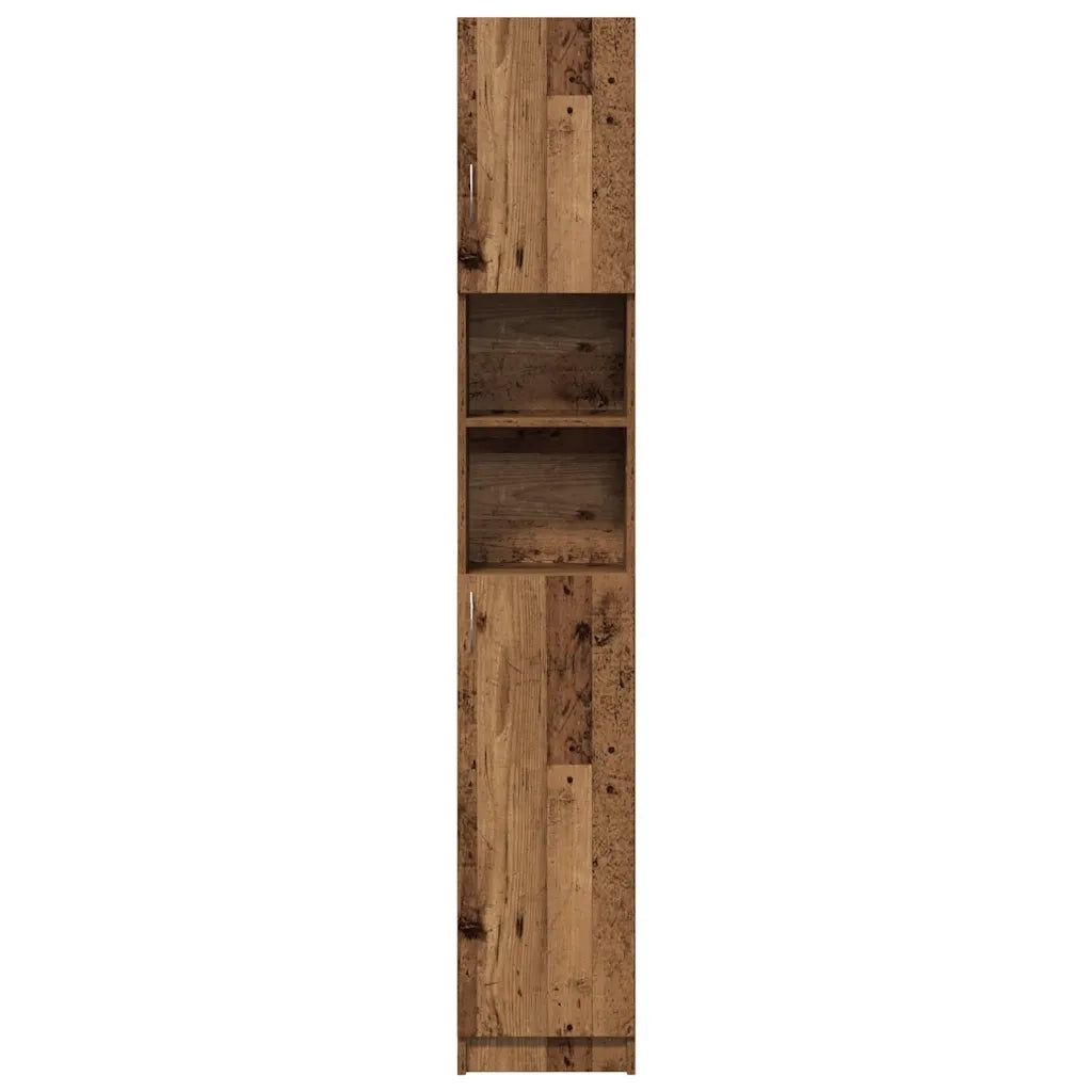 Mobiletto da bagno in legno composito 32 x 25,5 x 190 cm ampio spazio contenitivo facile manutenzione stile rustico legno anticato 02_0050728