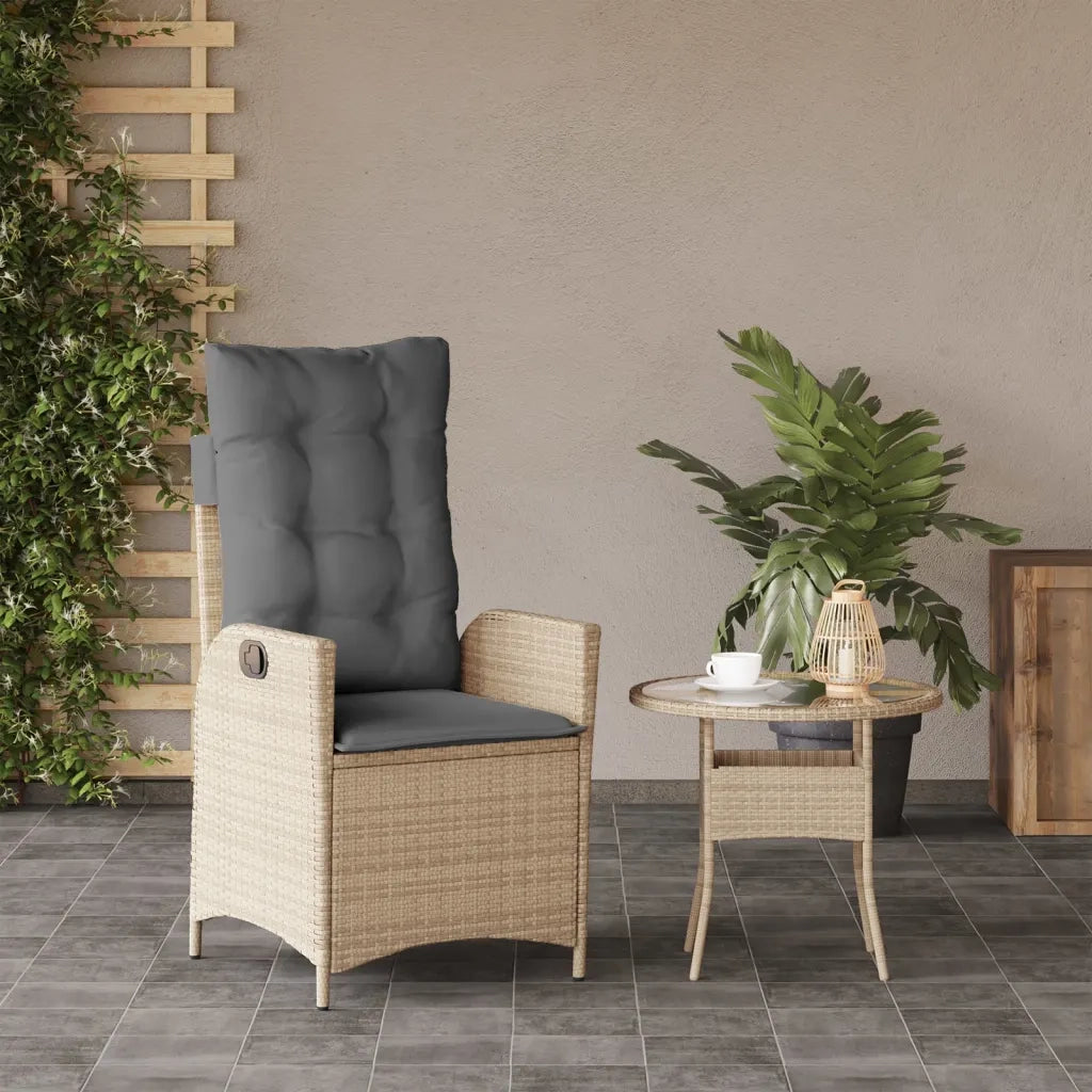 Sedia Reclinabile Giardino | Sedie da Esterno con Cuscini Beige Misto Polyrattan