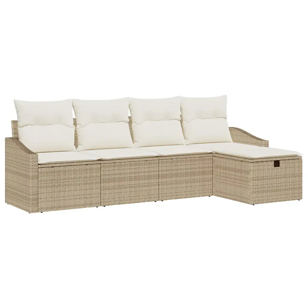Set di divani con cuscino 5 pcs Beige polyrattan