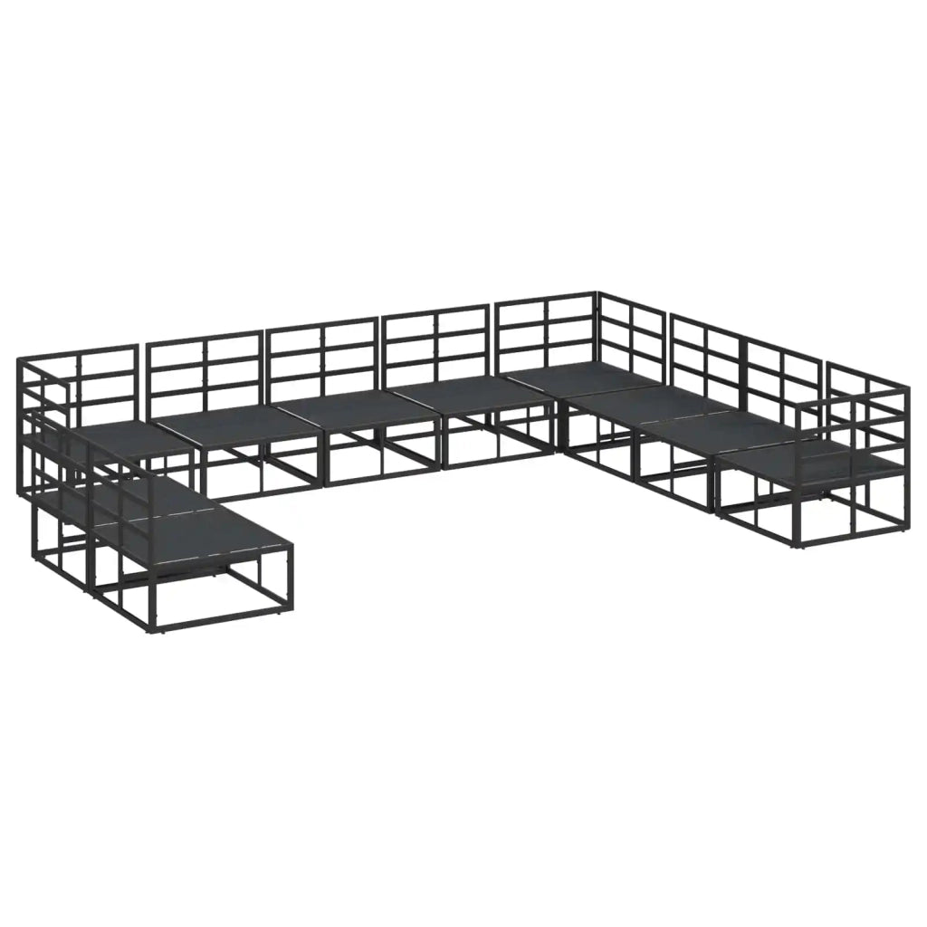 Set Divano da Giardino con cuscino 10 pcs Nero Alluminio 3378878